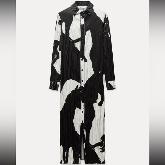 ZARA PRINTED SHIRT DRESS ZW COLLECTION - Picture 3 of 13
